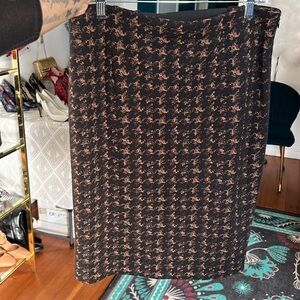 Lida Baday Brown Houndstooth Pencil Skirt